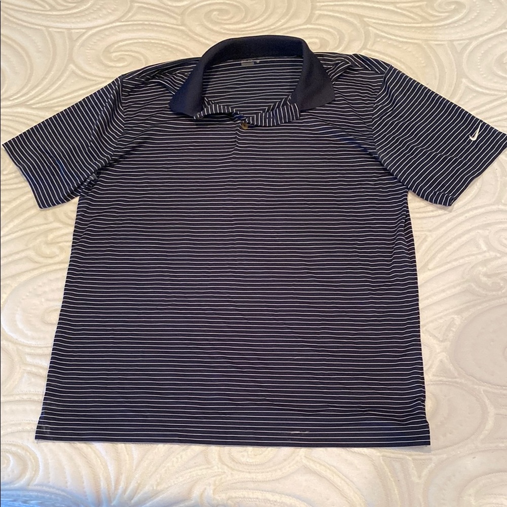 Nike Blue and White Polo Shirt Performance Athletic Wear